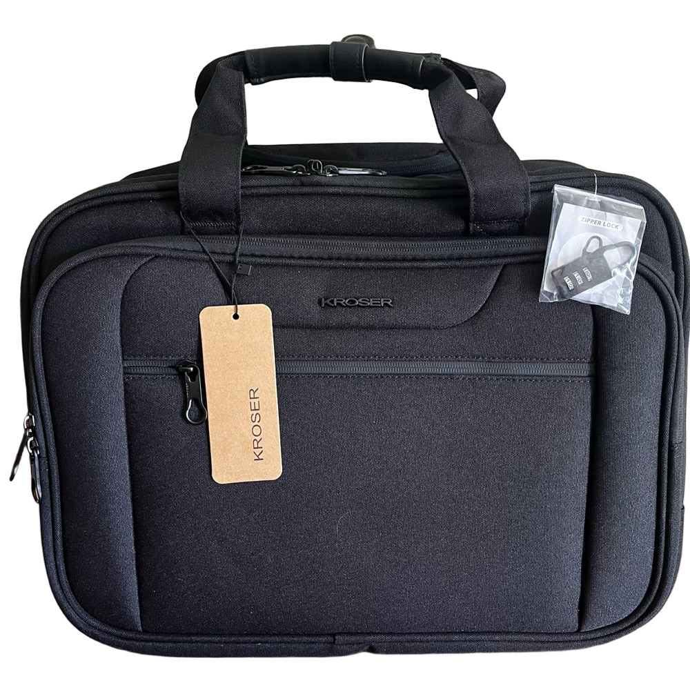 KROSER Maletin Expandible Travel Bag Laptops Roller Black Telescope Zipper light